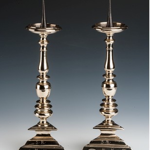 Handsome Pair Of Copper-Alloy Pricket Candlesticks