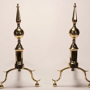 Pair Of American Brass And Iron Andirons