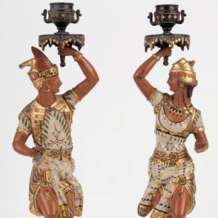 Painted Figural Candlesticks