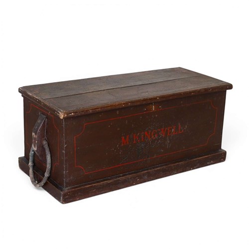19Th Century English Naval Seaman's Chest In Original Paint, Circa 1830–1850