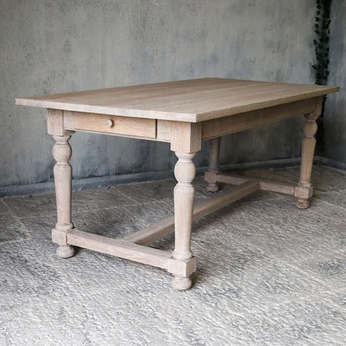 Mid 20Th C Bleached French Oak C 1950 Refectory Style Farmhouse Table