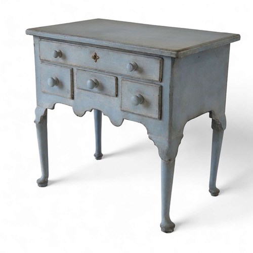 English Lowboy With Drawers - Later Painted Icy Scandi Blue