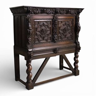19Th Century Flemish Carved Oak Cab...