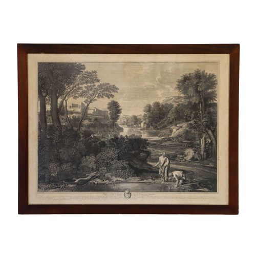 18Th Century French Engraving 'Landscape With Diogenes' By Étienne Baudet 