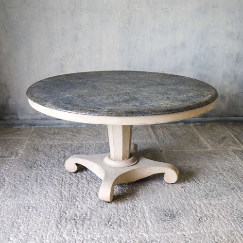 Antique Georgian Tilt-Top Loo Table C.1780 - Decorative Hand-Painted Faux Slate 