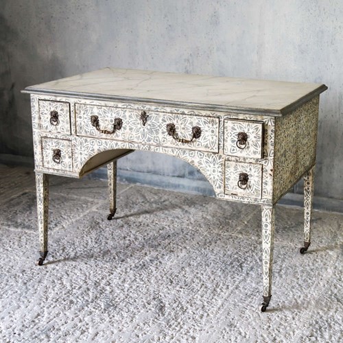 Georgian Desk/Dressing Table Later Hand Painted Decorative Design