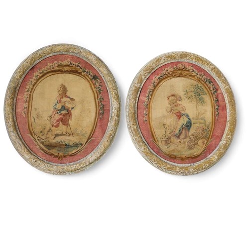 French Early 19Th Century Aubusson Silk Tapestries 1820-1840