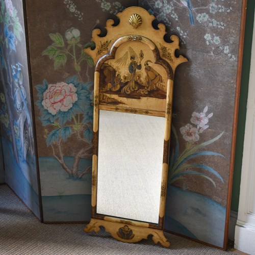 Queen Anne Style Chinoiserie Decorated Mirror 