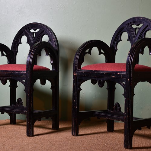 Pair Of Gothic Revival Armchairs 