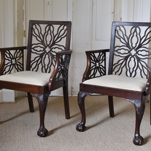 Pair Of Mahogany Open Armchairs 