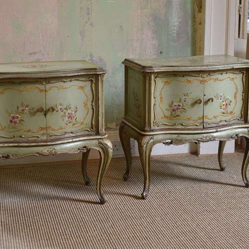 Pair Of French Painted Bedsides 