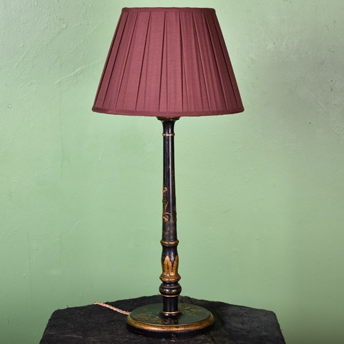 Black Chinoiserie Table Lamp 