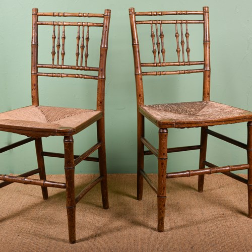 Pair Of Regency Faux-Bamboo Chairs