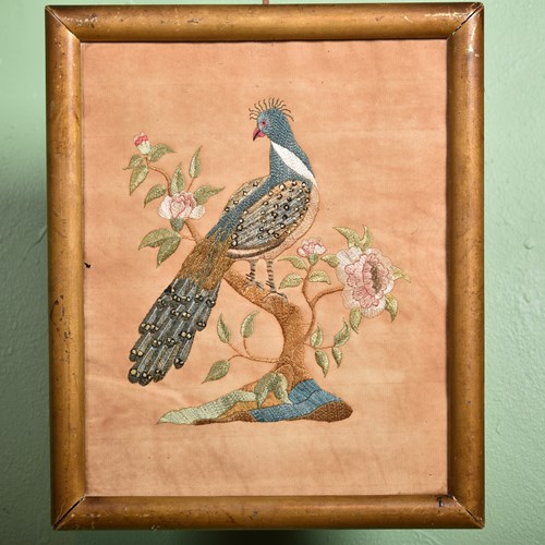 Silk Embroidered Peacock