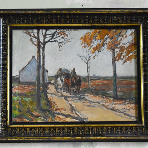 Hugo Krings Rural Scene Oil On Board 