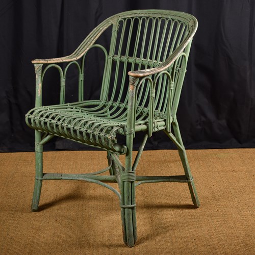 Painted Wicker Armchair  