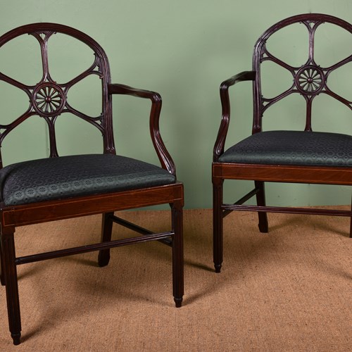 Pair Of George III Mahogany Open Armchairs 