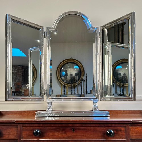 Fine Quality Silver Triptych Dressing Table Mirror