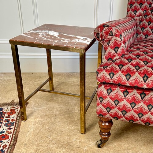 20Th C Brass & Marble Table