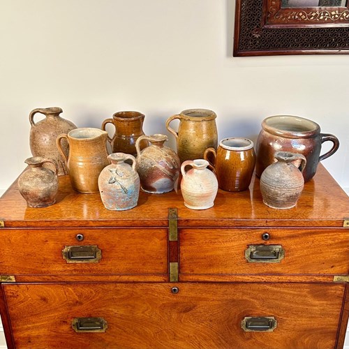 Collection 19Th C Stoneware Salt Glazed Jugs & Flagons