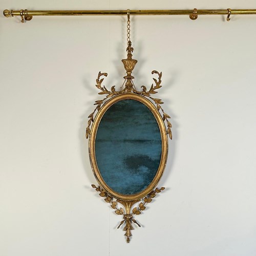 18Th C Giltwood Oval Mirror - Robert Adam Manner