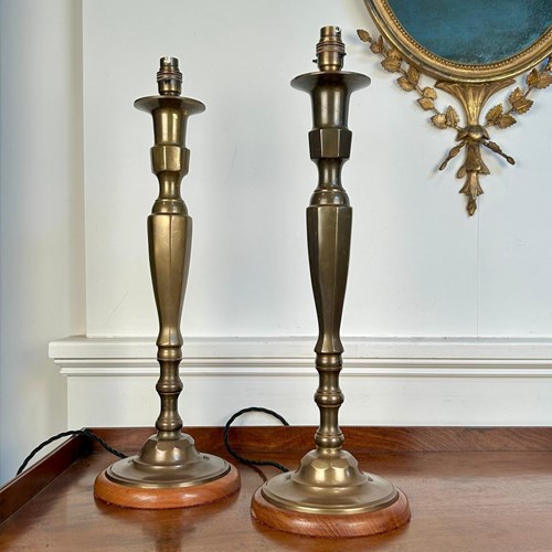 Pair Of Edwardian Brass Table Lamps