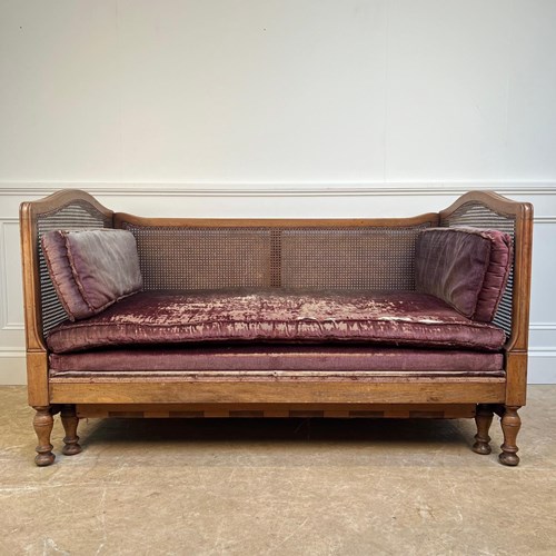 Rare Edwardian Walnut Extending Daybed / Sofa Bed 