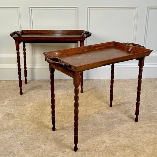 Wonderful Pair Of 19Th C Hoshiarpur Folding Tray Tables