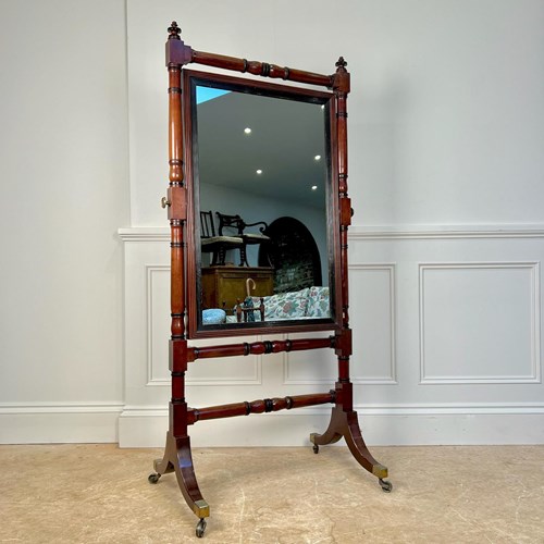 George III Mahogany Cheval Dressing Mirror