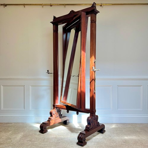 Early 19Th C Country House Cheval Dressing Mirror