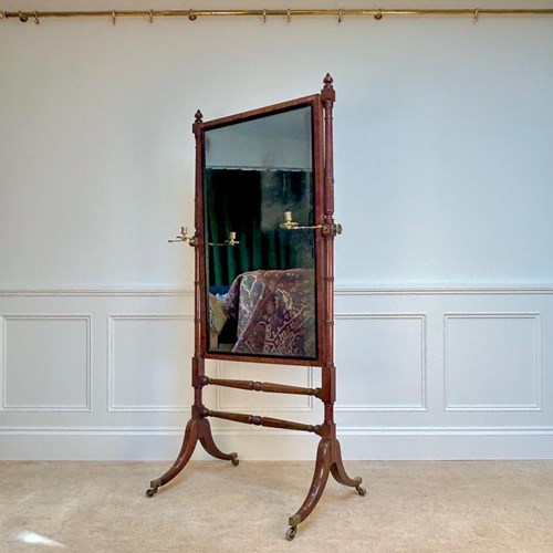 Fine Regency Mahogany Cheval Dressing Mirror
