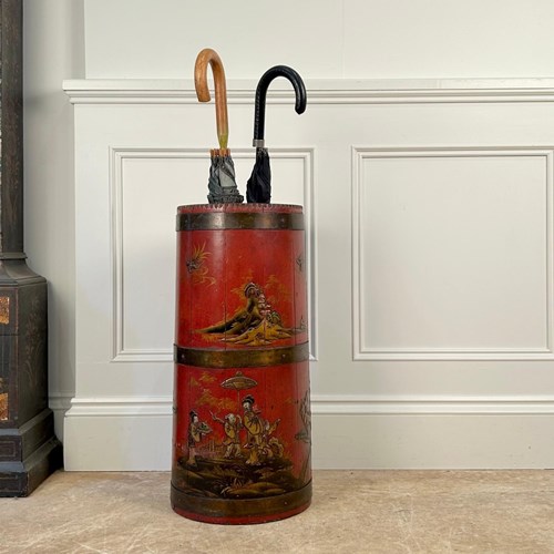 Edwardian Chinoiserie And Japanned Umbrella / Stick Stand