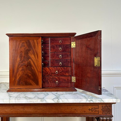 Superb 18Th C Mahogany Collectors Cabinet