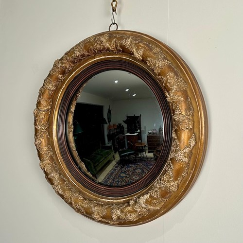 Early 19Th C Giltwood Convex Mirror