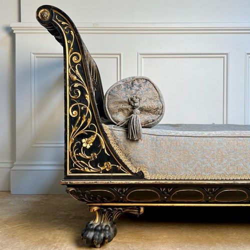 19Th C Ebonised And Giltwood Daybed