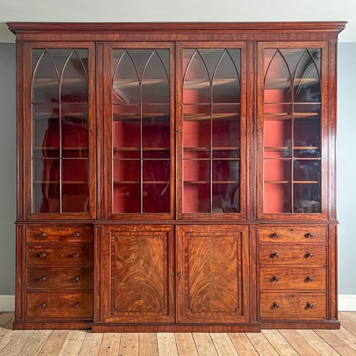 Large 19Th C Gillows Breakfront Library Bookcase