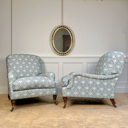 Superb Pair Of Howard & Sons Grafton Armchairs