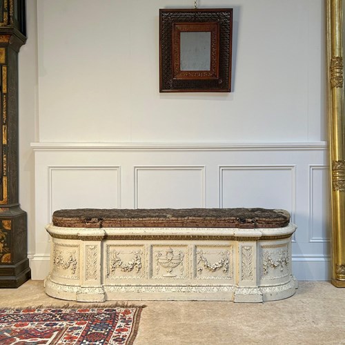 19Th C English Painted Hall Seat