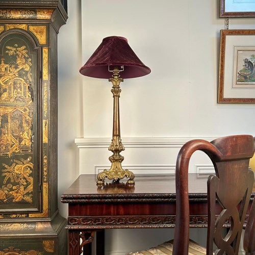 19Th C Brass & Ormalu Table Lamp