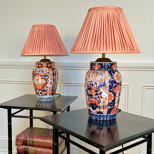 A Matched Pair Of 19Th C Imari Table Lamps