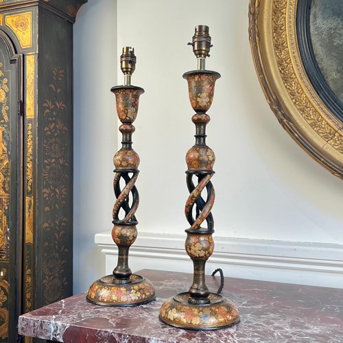 Superb Pair Of 19Th C Kashmiri Lamps