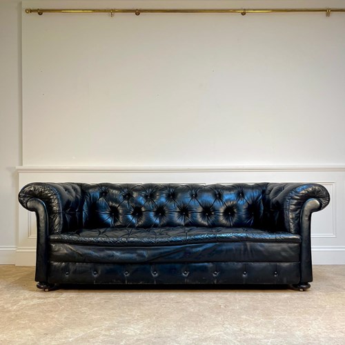 Super 1930'S Leather Club Chesterfield Sofa