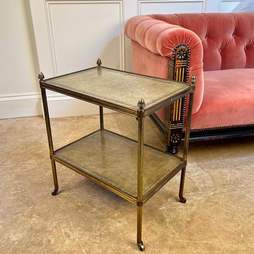 1930'S Brass And Leather Etagere