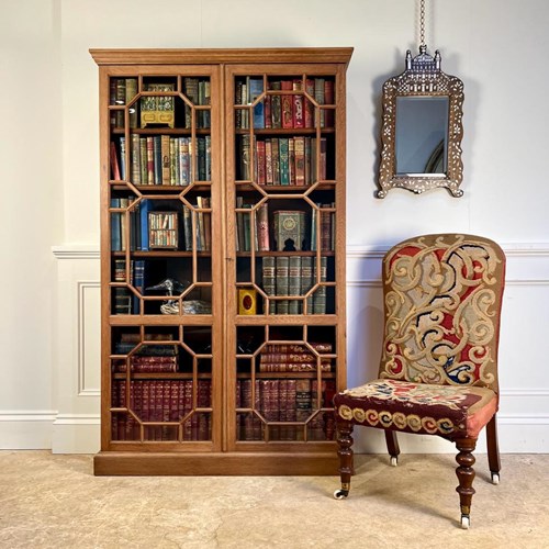 Diminutive 19Th C Oak Bookcase Cabinet