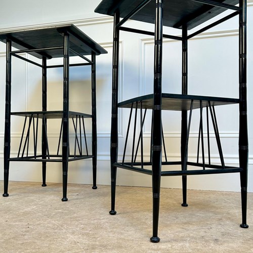 19Th C Pair Of Ebonised Tables In Manner Of E W Godwin