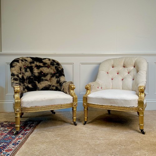 Fine Pair Of Holland & Sons Gilded Armchairs