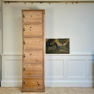 19Th C English Pine Locker Cabinet