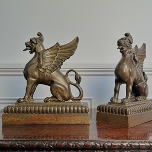 Super Pair Of 19Th C Bronzed Griffi...