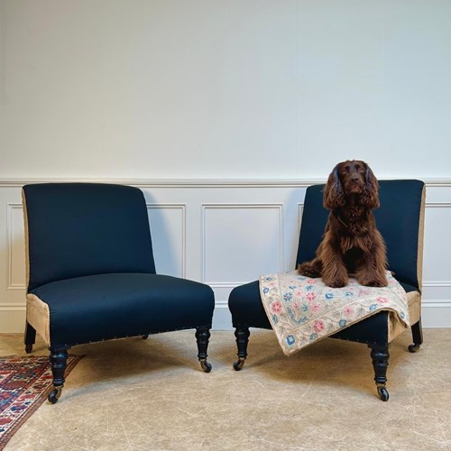 A Pair Of Oversized 19Th C Country House Slipper Chairs