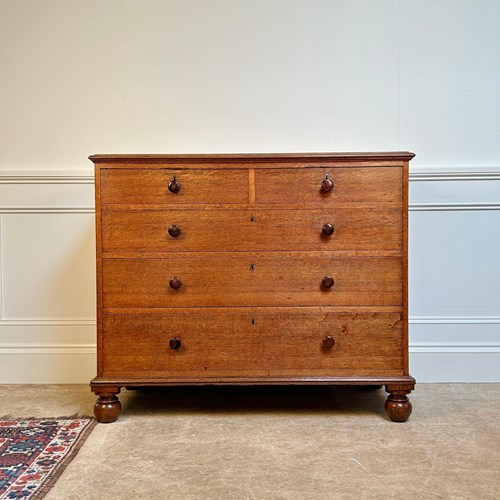 19Th C Gillows English Oak Chest Of Drawers